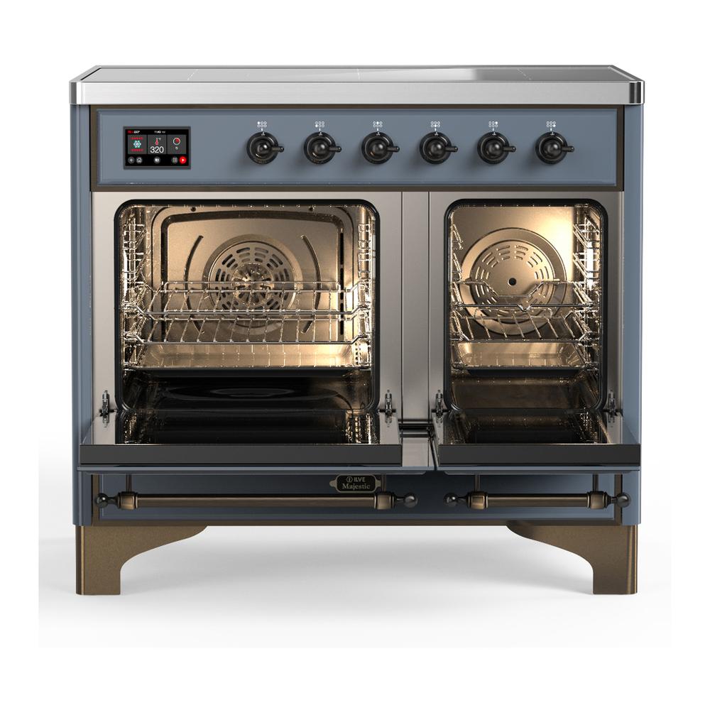 Ilve UMDIB40NR3BGB Ilve Umdib40Nr3Bgb Majestic Iii 40 Inch Induction Range With 6 Elements, 3.82 Cu. Ft. Total Oven Capacity (Triple Glass Door, Blue Grey, Burnished)