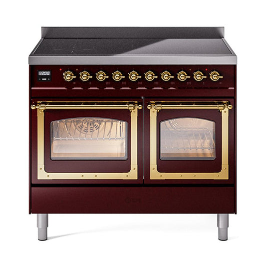 Ilve UNDI406NMPBUG Ilve Undi406Nmpbug Nostalgie Ii Noblesse 40" Induction Range (Triple Glass Door, Burgundy, Brass)