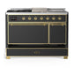 Ilve UM48FSQNR3MGGLP Ilve Um48Fsqnr3Mgglp Majestic Iii 48 Inch Dual Fuel Range With 5 Black Brass Burners, Griddle And French Top, Dual Function Burner Up To 25,000 Btu (Liquid Propane, Solid Door, Graphite Matte, Brass)