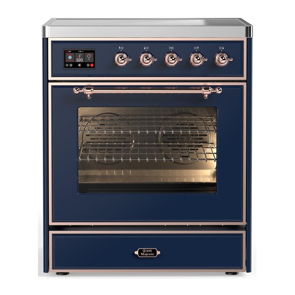 Ilve UMIB30NR3MBP Ilve Umib30Nr3Mbp Majestic Iii 30 Inch Induction Range With 4 Elements, 4 Cu. Ft. Oven Capacity (Triple Glass Door, Midnight Blue, Copper)