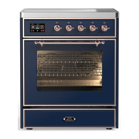 Ilve UMIB30NR3MBP Ilve Umib30Nr3Mbp Majestic Iii 30 Inch Induction Range With 4 Elements, 4 Cu. Ft. Oven Capacity (Triple Glass Door, Midnight Blue, Copper)
