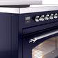 Ilve UPI486NMPMBC Nostalgie Ii 48 Inch Electric Freestanding Range In Blue With Chrome Trim