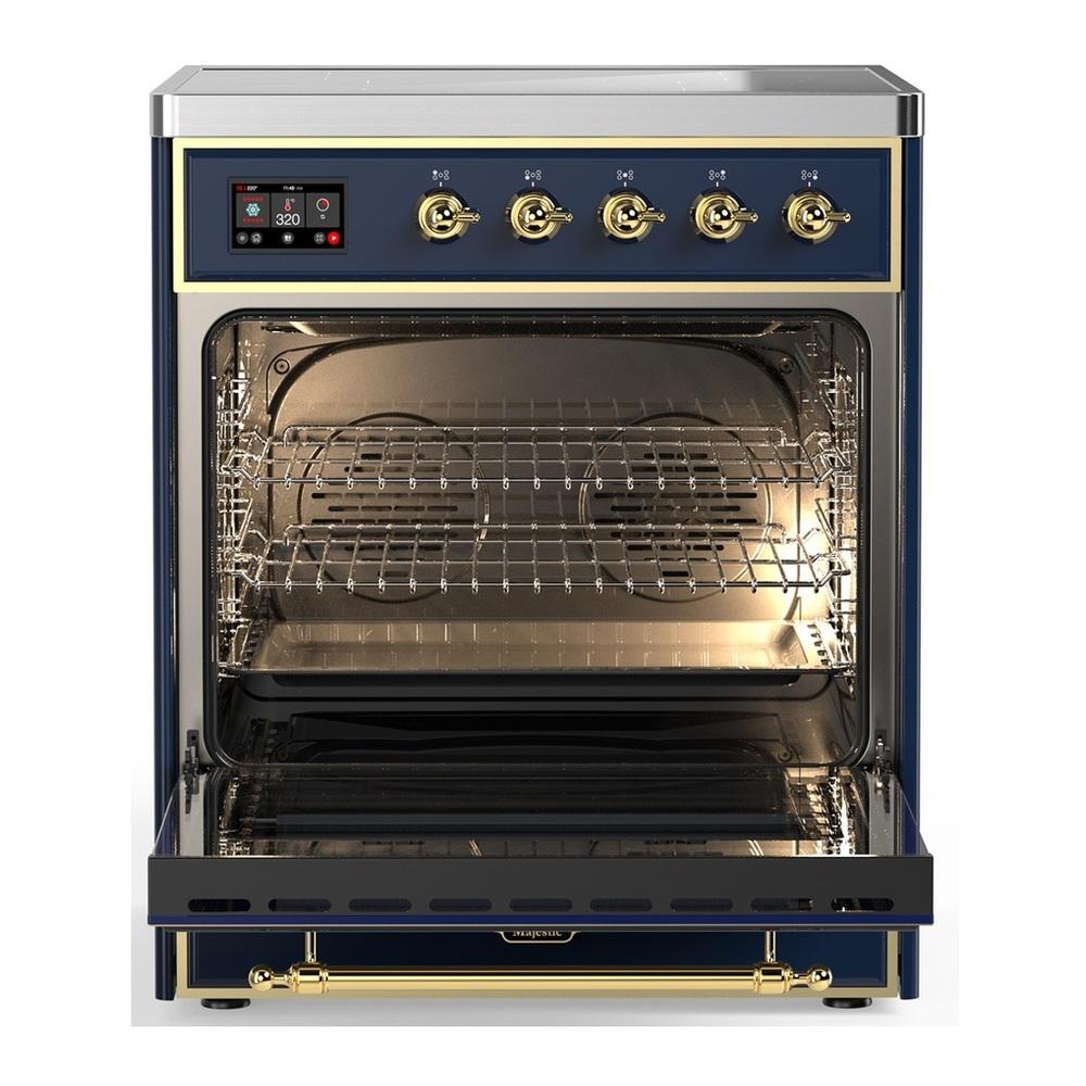 Ilve UMIB30NR3MBG Ilve Umib30Nr3Mbg Majestic Iii 30 Inch Induction Range With 4 Elements, 4 Cu. Ft. Oven Capacity (Triple Glass Door, Midnight Blue, Brass)