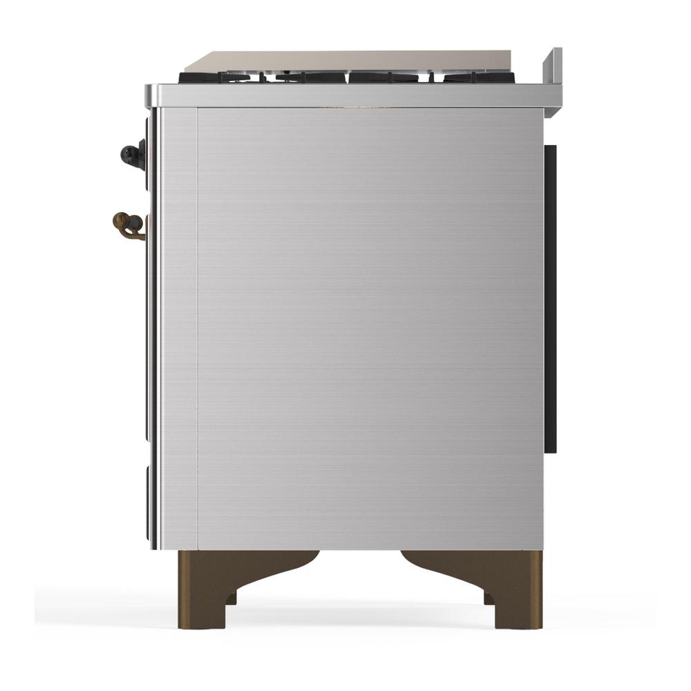 Ilve UM36FNR3SSB Ilve Um36Fnr3Ssb Majestic Iii 36 Inch Dual Fuel Range With 6 Black Brass Burners And Griddle, Dual Function Burner Up To 25,000 Btu (Triple Glass Door, Stainless Steel, Burnished, Natural Gas)