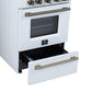 Forno FFSGS627224WHT Forno Breno 24 Inch Freestanding Gas Range In White With Antique Brass, Compact Design