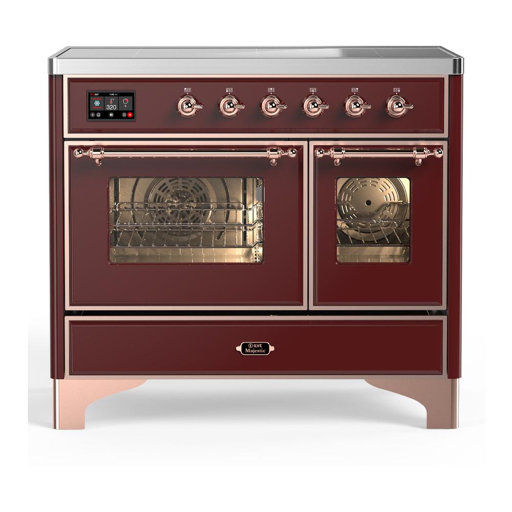 Ilve UMDIB40NR3BUP Ilve Umdib40Nr3Bup Majestic Iii 40 Inch Induction Range With 6 Elements, 3.82 Cu. Ft. Total Oven Capacity (Triple Glass Door, Burgundy, Copper)