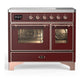 Ilve UMDIB40NR3BUP Ilve Umdib40Nr3Bup Majestic Iii 40 Inch Induction Range With 6 Elements, 3.82 Cu. Ft. Total Oven Capacity (Triple Glass Door, Burgundy, Copper)