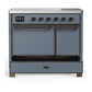 Ilve UMDIB40QNR3BGB Ilve Umdib40Qnr3Bgb Majestic Iii 40 Inch Induction Range With 6 Elements, 3.82 Cu. Ft. Total Oven Capacity (Solid Door, Blue Grey, Burnished)