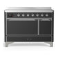 Ilve UMIB48QNR3MGC Ilve Umib48Qnr3Mgc Majestic Iii 48 Inch Induction Range With 6 Elements, 5.02 Cu. Ft. Total Oven Capacity (Solid Door, Graphite Matte, Chrome)