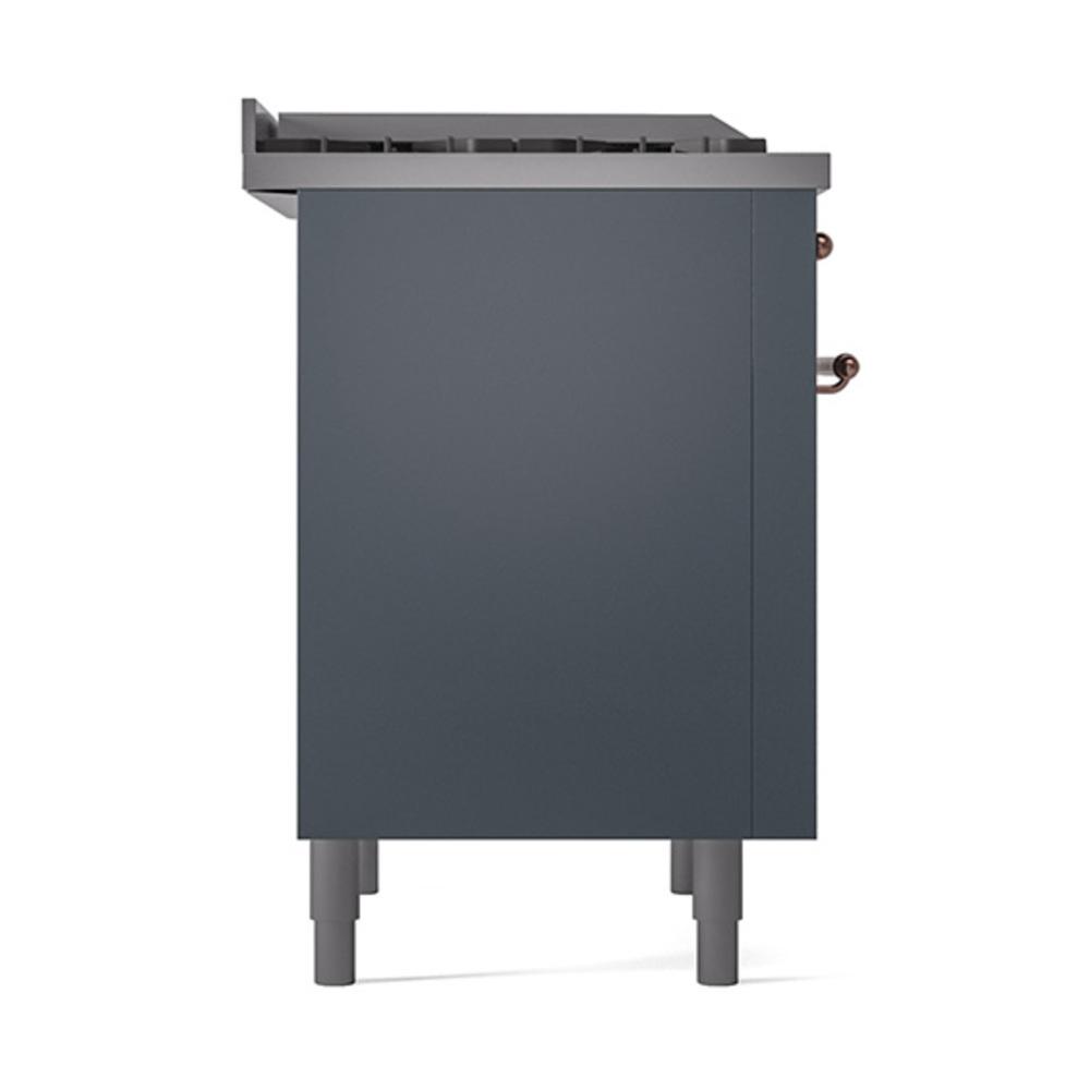 Ilve UN36FQNMPBGP Ilve Un36Fqnmpbgp Nostalgie Ii Noblesse 36" Dual Fuel Range (Natural Gas, Solid Door, Blue Grey, Copper)