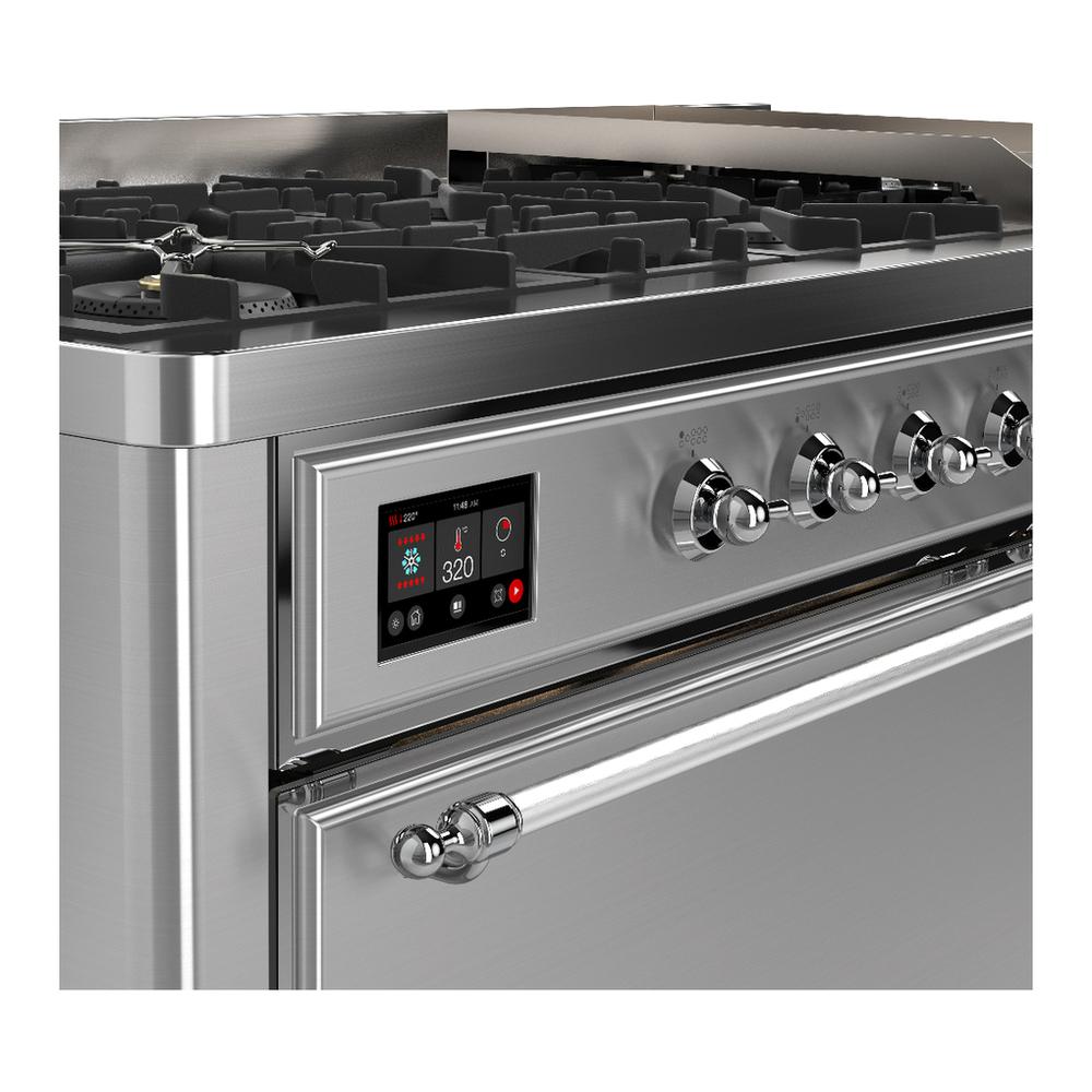 Ilve UM60FQNR3SSCLP Ilve Um60Fqnr3Ssclp Majestic Iii 60 Inch Dual Fuel Range With 9 Burners And Griddle, Dual Function Burner Up To 25,000 Btu (Liquid Propane, Solid Door, Stainless Steel, Chrome)