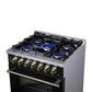 Forno FFSGS612530BLK Forno Massimo 30-Inch Freestanding Dual Fuel Range In Black With Antique Brass Accessories, 4 Burners, 4.32 Cu. Ft. Convection Oven