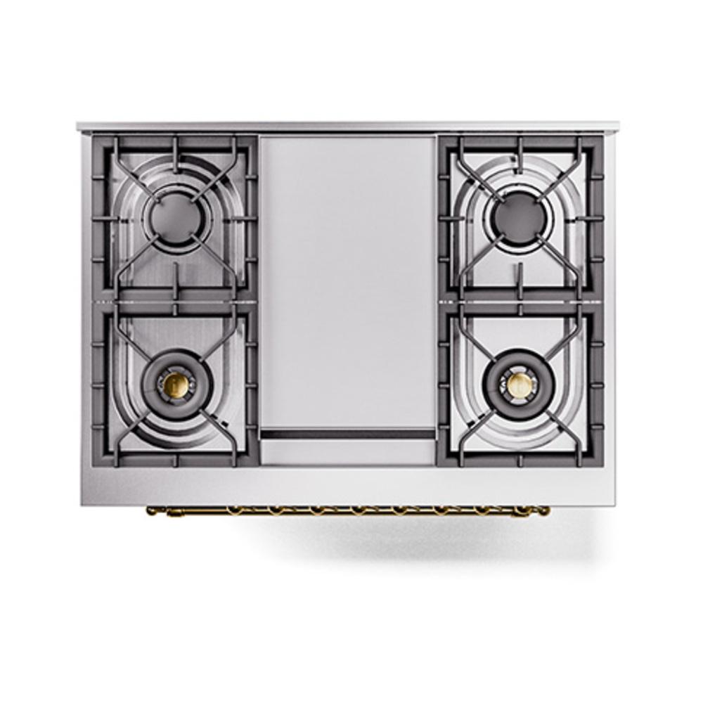 Ilve UN36FNMPMBG Ilve Un36Fnmpmbg Nostalgie Ii Noblesse 36" Dual Fuel Range (Natural Gas, Triple Glass Door, Midnight Blue, Brass)
