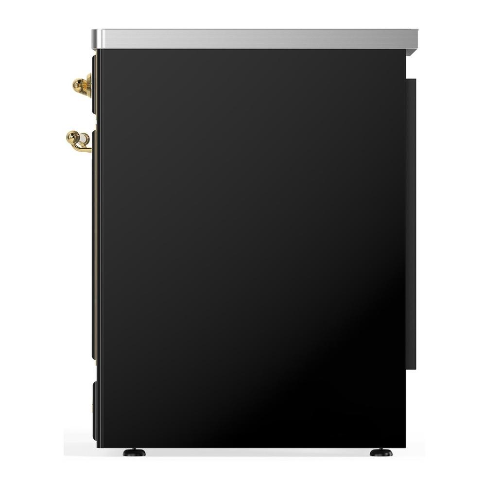 Ilve UMIB30QNR3BKG Ilve Umib30Qnr3Bkg Majestic Iii 30 Inch Induction Range With 4 Elements, 4 Cu. Ft. Oven Capacity (Solid Door, Glossy Black, Brass)