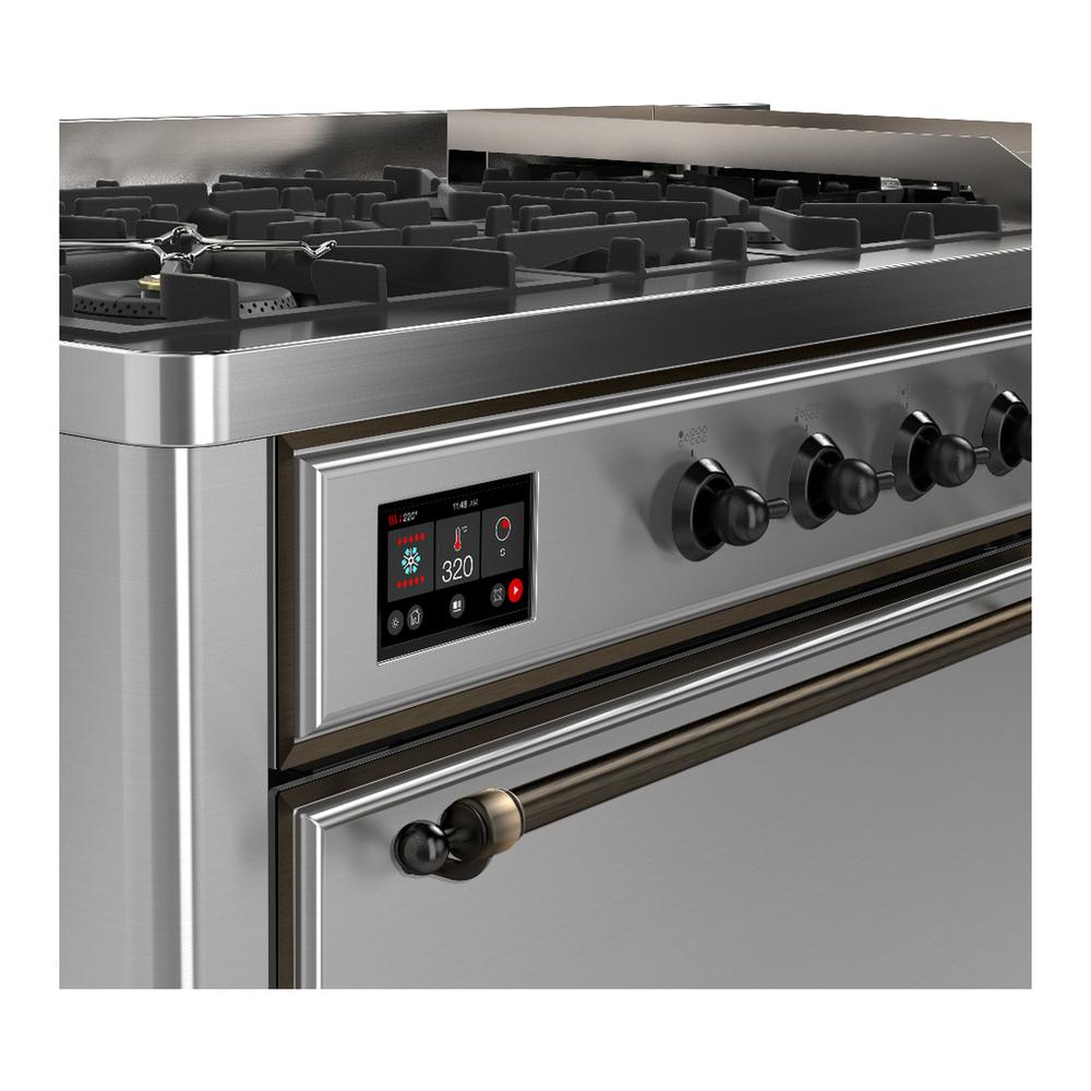 Ilve UM60FQNR3SSBLP Ilve Um60Fqnr3Ssblp Majestic Iii 60 Inch Dual Fuel Range With 9 Burners And Griddle, Dual Function Burner Up To 25,000 Btu (Liquid Propane, Solid Door, Stainless Steel, Burnished)