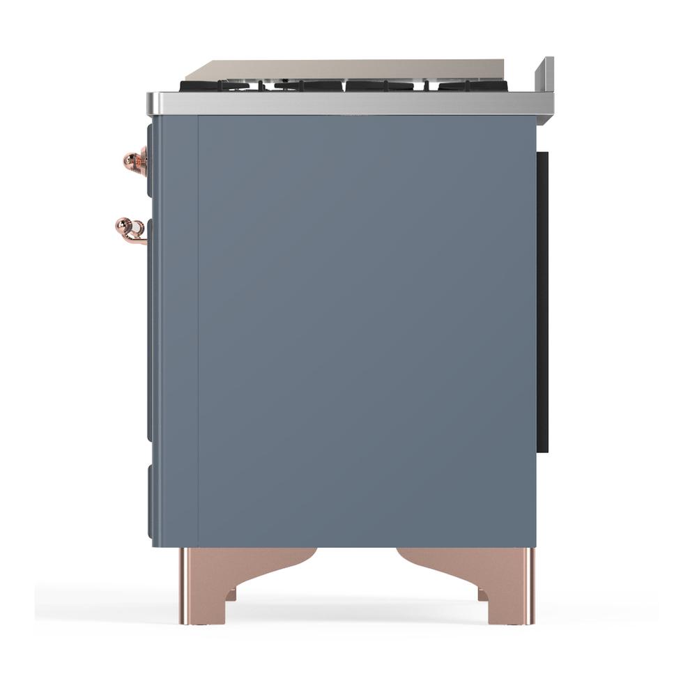 Ilve UM48FNR3BGP Ilve Um48Fnr3Bgp Majestic Iii 48 Inch Dual Fuel Range With 8 Burners And Griddle, Dual Function Burner Up To 25,000 Btu (Natural Gas, Triple Glass Door, Blue Grey, Copper)