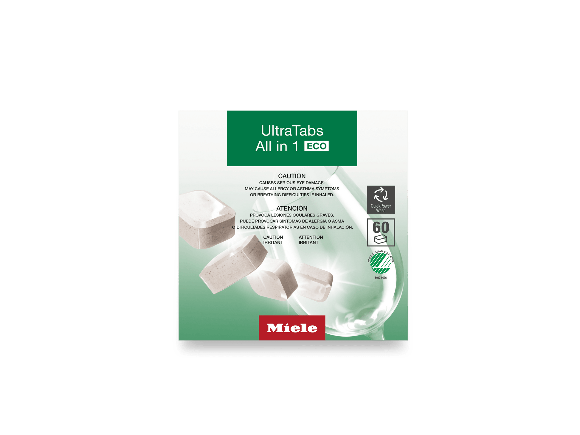 Miele GSCL0602TE Ultratabs All In 1 Eco, 60 Tabs - For Best Cleaning Results, Certified With Nordic Swan Ecolabel.