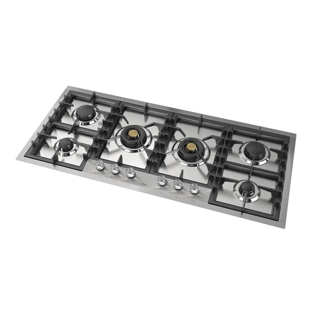 Ilve UHCPT125SSLP Ilve Uhcpt125Sslp Professional Plus Ii 48 Inch Built-In Gas Cooktop With Total Black Brass Burners, In Stainless Steel (6 Sealed Burners, Liquid Propane)