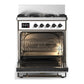 Ilve UM30QNR3WHBLP Ilve Um30Qnr3Whblp Majestic Iii 30 Inch Dual Fuel Range With 5 Black Brass Burners, Dual Function Burner Up To 25,000 Btu (Liquid Propane, Solid Door, White, Burnished)
