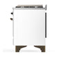 Ilve UM48FNR3WHBLP Ilve Um48Fnr3Whblp Majestic Iii 48 Inch Dual Fuel Range With 8 Burners And Griddle, Dual Function Burner Up To 25,000 Btu (Liquid Propane, Triple Glass Door, White, Burnished)