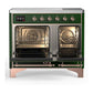 Ilve UMDIB40QNR3EGP Ilve Umdib40Qnr3Egp Majestic Iii 40 Inch Induction Range With 6 Elements, 3.82 Cu. Ft. Total Oven Capacity (Solid Door, Emerald Green, Copper)