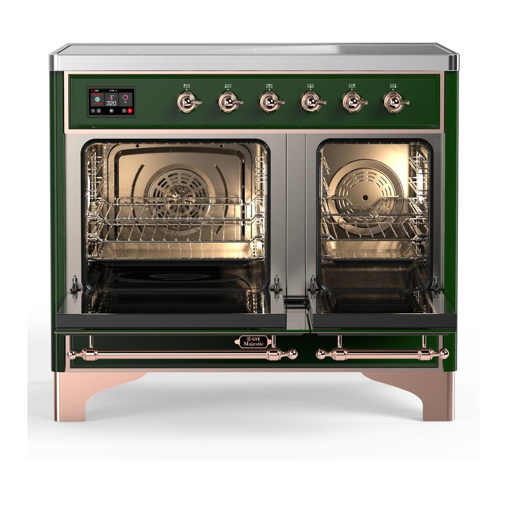 Ilve UMDIB40QNR3EGP Ilve Umdib40Qnr3Egp Majestic Iii 40 Inch Induction Range With 6 Elements, 3.82 Cu. Ft. Total Oven Capacity (Solid Door, Emerald Green, Copper)