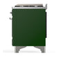 Ilve UM60FQNR3EGCLP Ilve Um60Fqnr3Egclp Majestic Iii 60 Inch Dual Fuel Range With 9 Burners And Griddle, Dual Function Burner Up To 25,000 Btu (Liquid Propane, Solid Door, Emerald Green, Chrome)