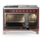 Ilve UM48FSQNR3BUPLP Ilve Um48Fsqnr3Buplp Majestic Iii 48 Inch Dual Fuel Range With 5 Black Brass Burners, Griddle And French Top, Dual Function Burner Up To 25,000 Btu (Liquid Propane, Solid Door, Burgundy, Copper)
