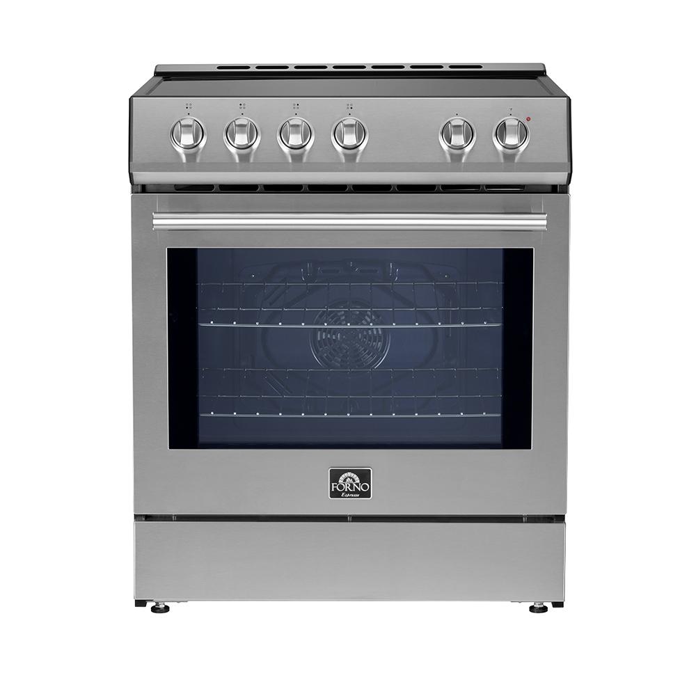 Forno FFSIN098230 Forno Leonardo Espresso 30-Inch Slide-In Stainless Steel Induction Range, Convection Oven, 5 Cooking Zones