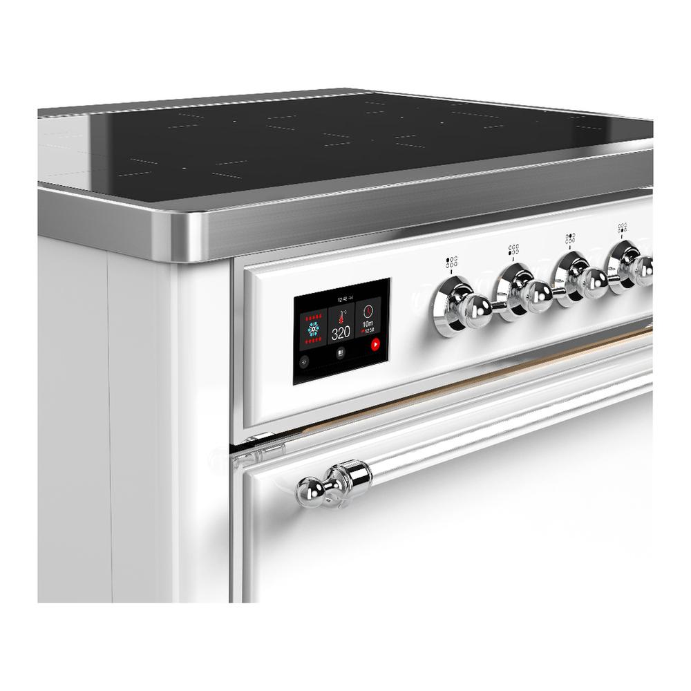 Ilve UMIB36QNR3WHC Ilve Umib36Qnr3Whc Majestic Iii 36 Inch Induction Range With 6 Elements, 3.5 Cu. Ft. Total Oven Capacity (Solid Door, White, Chrome)
