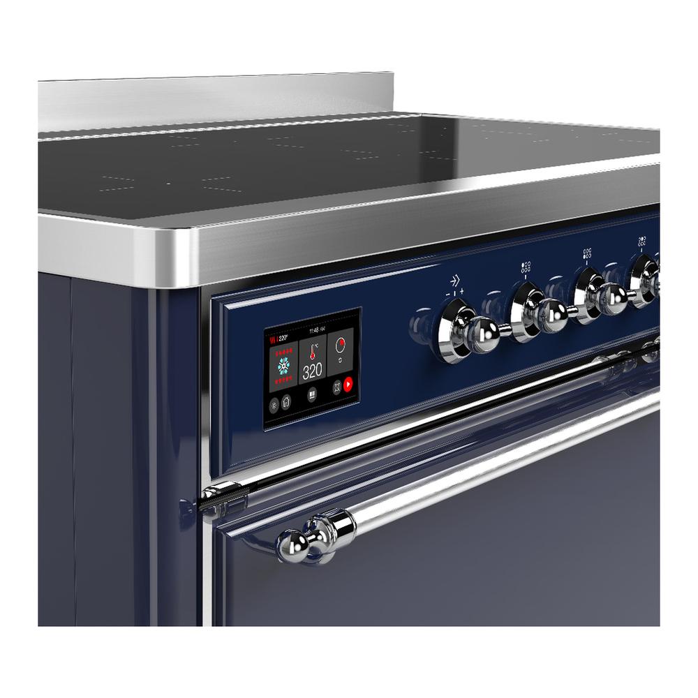Ilve UMIB48QNR3MBC Ilve Umib48Qnr3Mbc Majestic Iii 48 Inch Induction Range With 6 Elements, 5.02 Cu. Ft. Total Oven Capacity (Solid Door, Midnight Blue, Chrome)