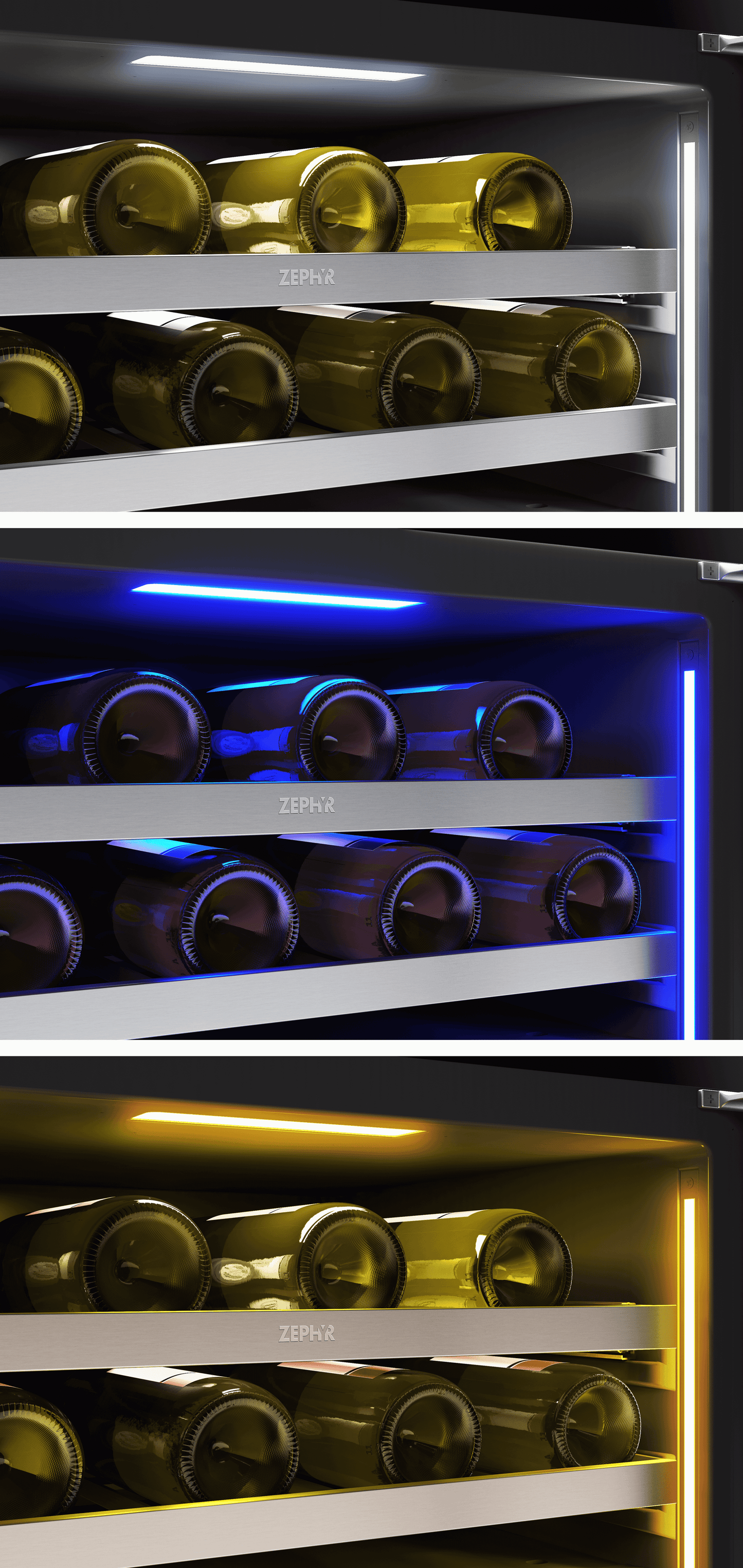 Zephyr PRPW24C02CG Presrv Pro Wine Cooler, 24In Under Cabinet, Ss+Glass, Reverse Door, 2 Zone