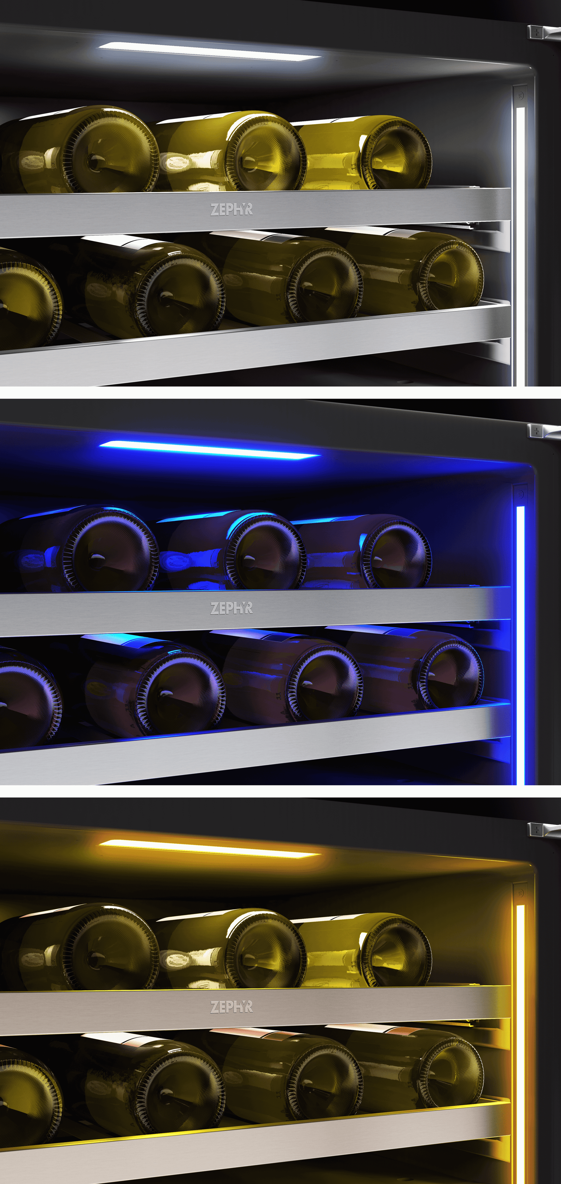 Zephyr PRPW24C02CG Presrv Pro Wine Cooler, 24In Under Cabinet, Ss+Glass, Reverse Door, 2 Zone