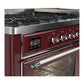 Ilve UM60FNR3BUC Ilve Um60Fnr3Buc Majestic Iii 60 Inch Dual Fuel Range With 9 Burners And Griddle, Dual Function Burner Up To 25,000 Btu (Natural Gas, Triple Glass Door, Burgundy, Chrome)