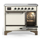 Ilve UMDIB40QNR3AWB Ilve Umdib40Qnr3Awb Majestic Iii 40 Inch Induction Range With 6 Elements, 3.82 Cu. Ft. Total Oven Capacity (Solid Door, Antique White, Burnished)