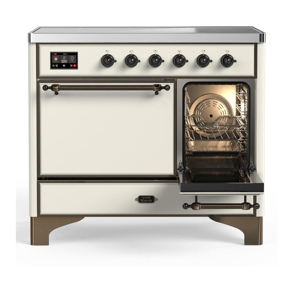 Ilve UMDIB40QNR3AWB Ilve Umdib40Qnr3Awb Majestic Iii 40 Inch Induction Range With 6 Elements, 3.82 Cu. Ft. Total Oven Capacity (Solid Door, Antique White, Burnished)