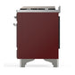 Ilve UM60FSNR3BUC Ilve Um60Fsnr3Buc Majestic Iii 60 Inch Dual Fuel Range With 7 Burners, Griddle And French Top, Dual Function Burner With Up To 25,000 Btu (Natural Gas, Triple Glass Door, Burgundy, Chrome)