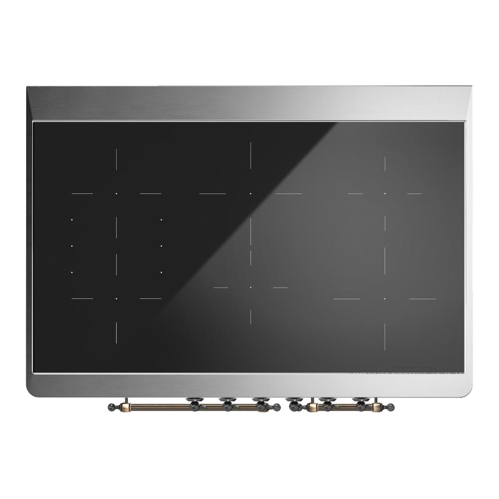 Ilve UMDIB40QNR3BGB Ilve Umdib40Qnr3Bgb Majestic Iii 40 Inch Induction Range With 6 Elements, 3.82 Cu. Ft. Total Oven Capacity (Solid Door, Blue Grey, Burnished)