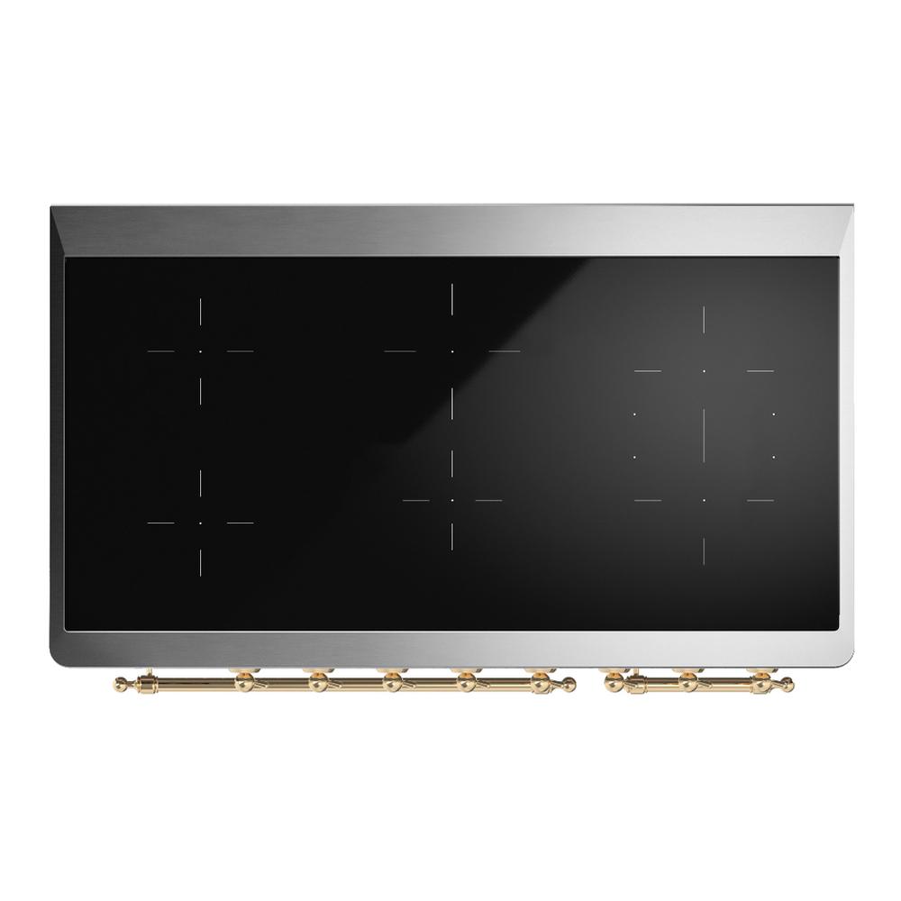 Ilve UMIB48QNR3SSG Ilve Umib48Qnr3Ssg Majestic Iii 48 Inch Induction Range With 6 Elements, 5.02 Cu. Ft. Total Oven Capacity (Solid Door, Stainless Steel, Brass)