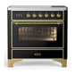 Ilve UMIB36NR3BKG Ilve Umib36Nr3Bkg Majestic Iii 36 Inch Induction Range With 6 Elements, 3.5 Cu. Ft. Total Oven Capacity (Triple Glass Door, Glossy Black, Brass)