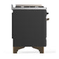Ilve UMD40FNR3MGB Ilve Umd40Fnr3Mgb Majestic Iii 40 Inch Dual Fuel Range With 6 Burners And Griddle, Dual Function Burner Up To 25,000 Btu (Natural Gas, Triple Glass Door, Graphite Matte, Burnished)