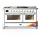 Ilve UM60FSNR3RACLP Ilve Um60Fsnr3Raclp Majestic Iii 60 Inch Dual Fuel Range With 7 Burners, Griddle And French Top, Dual Function Burner With Up To 25,000 Btu (Liquid Propane, Triple Glass Door, Ral, Chrome)