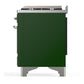 Ilve UM60FNR3EGC Ilve Um60Fnr3Egc Majestic Iii 60 Inch Dual Fuel Range With 9 Burners And Griddle, Dual Function Burner Up To 25,000 Btu (Natural Gas, Triple Glass Door, Emerald Green, Chrome)