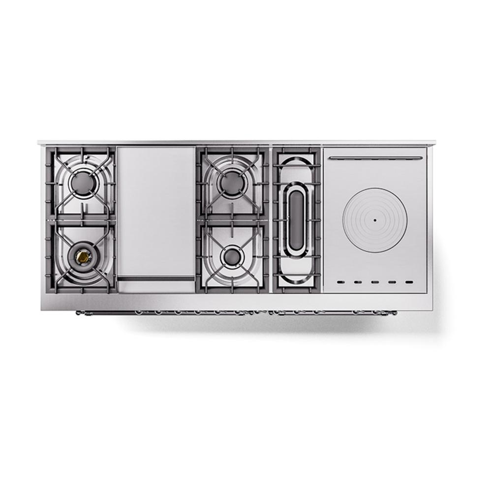 Ilve UN60FSQNMPMGC Ilve Un60Fsqnmpmgc Nostalgie Ii Noblesse 60" Dual Fuel Range (7 Sealed Burners + Griddle + French Top, Natural Gas, Solid Door, Graphite Matte, Chrome)