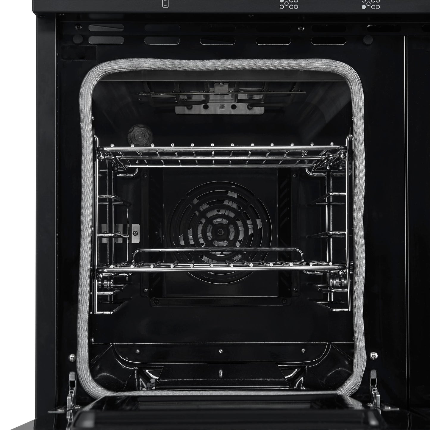 Forno FFSEL601148BLK Forno Paolo 48 Inch Freestanding Electric Range In Black With Antique Brass, 6.7 Cu.Ft, True Convection Oven, Energy Efficient