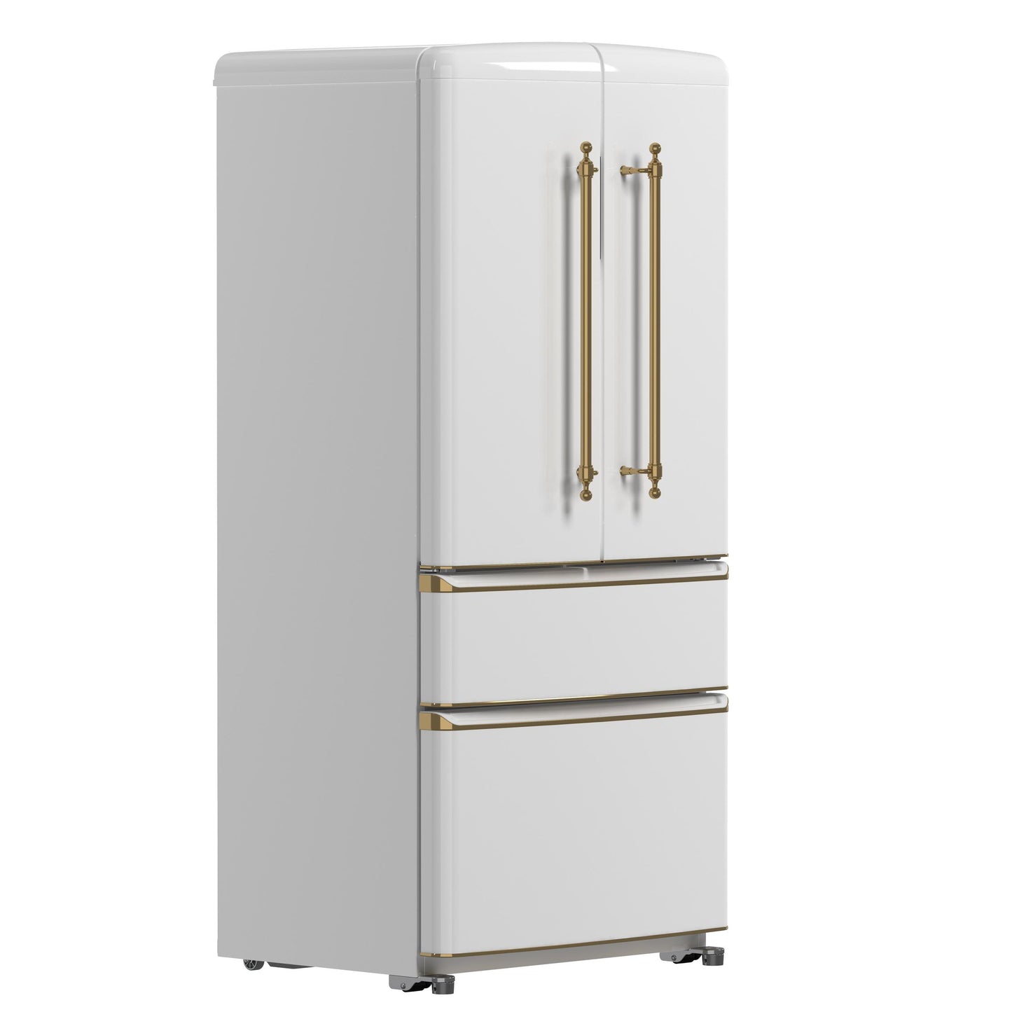Forno FFFFD179133WHT Forno Luigi 33-Inch French Door Refrigerator, 18 Cu.Ft, White Finish, Antique Brass Handles, Energy Star Certified