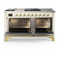 Ilve UM60FSNR3AWG Ilve Um60Fsnr3Awg Majestic Iii 60 Inch Dual Fuel Range With 7 Burners, Griddle And French Top, Dual Function Burner With Up To 25,000 Btu (Natural Gas, Triple Glass Door, Antique White, Brass)