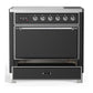 Ilve UMIB36QNR3MGC Ilve Umib36Qnr3Mgc Majestic Iii 36 Inch Induction Range With 6 Elements, 3.5 Cu. Ft. Total Oven Capacity (Solid Door, Graphite Matte, Chrome)