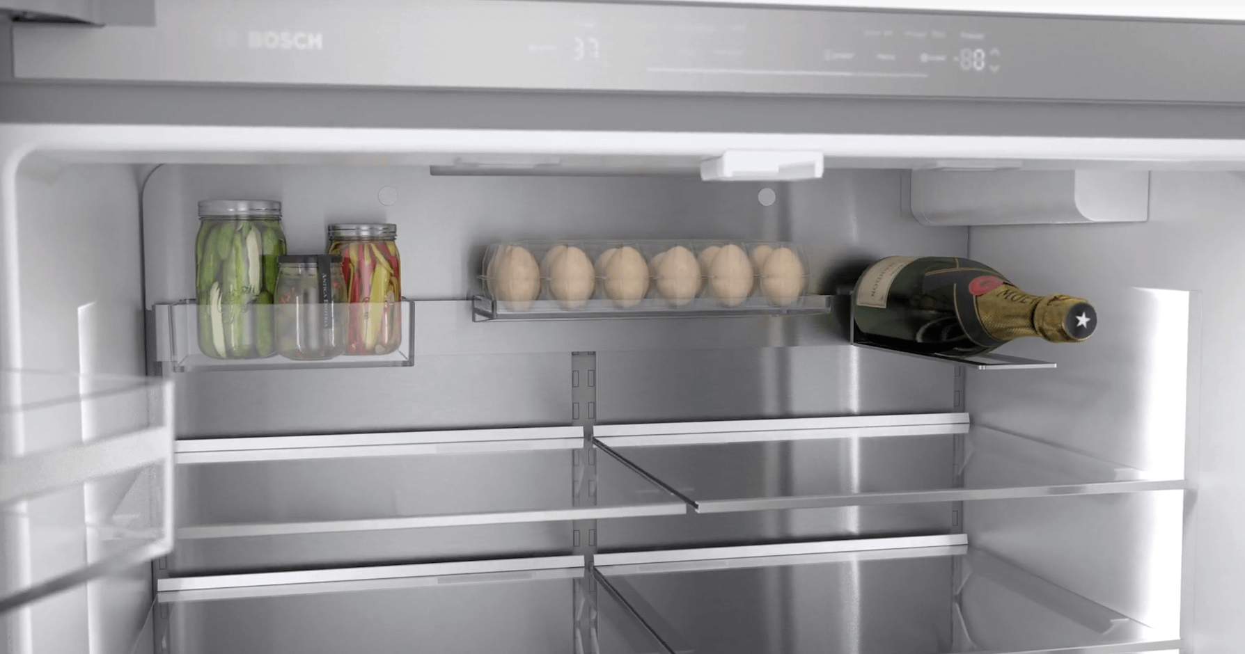 Bosch B36CL84ENS 800 Series, French Door Bottom Freezer, Multi Door, 36'', Brushed Steel (With Anti-Fingerprint)