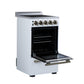 Forno FFSEL605220WHT Forno Pallerano 20 Inch Freestanding Electric Range In White With Antique Brass, Compact Design